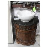 Designer vanity pedestal with round porcelain & al