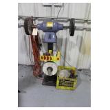 Baldor buffer on stand with rouge & assorted buffi