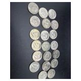 Twenty Kennedy Half Dollars: (5)1964, (2)1968,