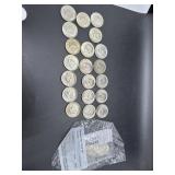 Twenty-Two Kennedy Half Dollars: (3)1964, 1965,
