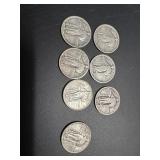 Seven Standing Liberty Quarters: 1917, 1924,
