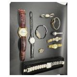 Ten watches: Quartz, Armitron, Eternity, Timex,