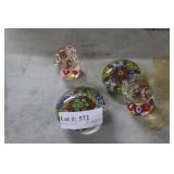 Four Millifore paperweights incl pair of