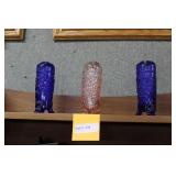 Three Contemporary hat pin holders - cobalt &