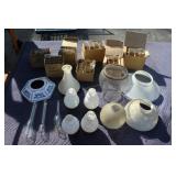 Glass chimneys, shades, & blue & white mount