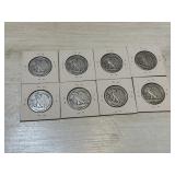 Eight Standing Liberty Half Dollars: 1943, (6)