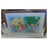 Abstract Golfers print, matted w/ chrome frame,