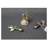 Cloisonné fish (2) glass fish on coral (1)