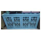 Turquoise Showcase, 4 doors w/ grid, 2 shelves &
