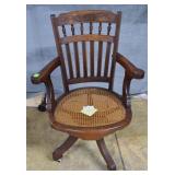 Eastlake style cane bottom office chair, nice