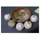 Peanut bowl with Five baseballs - CREST caring