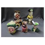 Five Toby style large mugs