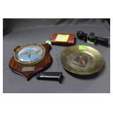 Scope, brass plate & ships plaque