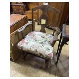 Open back vintage arm chairHardwood