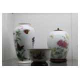 Three Floral - two vases, center bowl