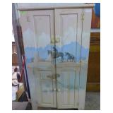 Western scene cupboard 21x37x66 in hi.Lower