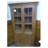 Oak corner cupboard Shelved storage ,glass