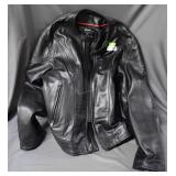 Leather King black leather motorcycle jacket,