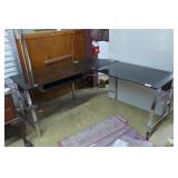 Blacked glass/chrome " L" office desk.Modern
