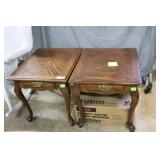 End tables , pair oak Parker top cabriole legs