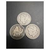 Three Morgan Dollars: 1894,1899, 1900