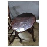 Side table  turtle top in dark mahogany finish