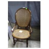 Antique Sewing Rocker, cane seat & back, American