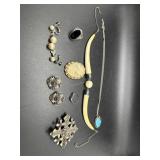 Two Pair of Earrings, Two Broaches, Two