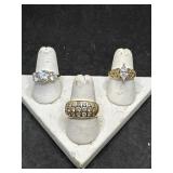 Three 10K Yellow Gold Rings w/ CZ - 11.8 g -