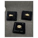 Three 10K Rose and Yellow Gold Rings w/ a Leaf