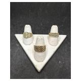 Three 14K Gold Rings - Two are woven - Sizes 8,