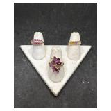 Three 14K and 10K gold Rings with Colored Stones