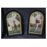 Vintage Lady & Man golfers teeing off, nice