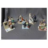 Six Norman Rockwell figures - Christmas shopping,