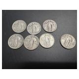 Seven Standing Liberty Quarters: 1917, 1924,