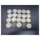 Twenty Liberty Head Nickels: 1887, 1901, (3)1902,