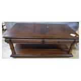 Coffee table w/ rattan features wood & composite