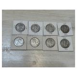Eight Standing Liberty Half Dollars: 1935,