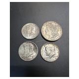 1921 Morgan Dollar, Three Kennedy Half Dollars: