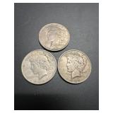 Three Peace Dollars: 1922, 1924, 1926