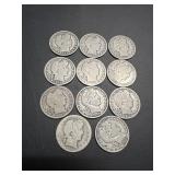 Eleven Morgan Half Dollars: 1895, (5)1907, 1908,