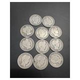 Eleven Morgan Half Dollars: 1901, (6)1906, 1908,