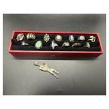 Thirteen Sterling Rings and one Pendant. Total