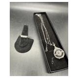 Sterling Silver Necklace and ring engraved "DBM?