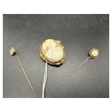 Sterling Stick Pen - 0.9 g, 10K Cameo stick pen -
