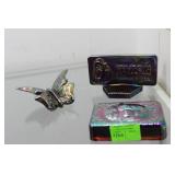 Fenton sign, Butterfly, & paperweight