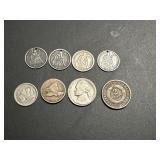1858 Flying Eagle cent, 1952 Nickel, Three Cent