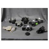 Six cameras: Nikon FG,Nikomat, Pentax MEF,