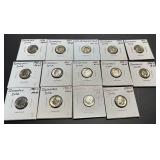 Fourteen US Dimes: 1978, 1977, 1976, 1975, 1973,