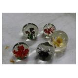 Paperweights, floral (5)